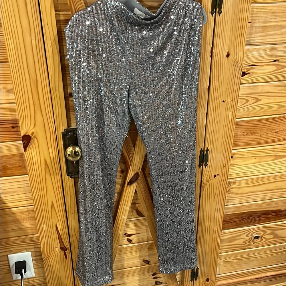 H&M Silver Sequin Party Pants